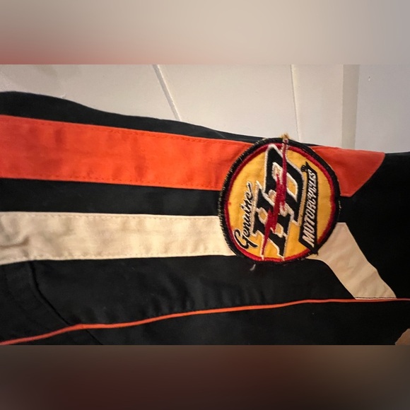 Harley-Davidson Black and Men’s Cotton Orange Button-Up Shirt with Patches - Picture 4 of 10